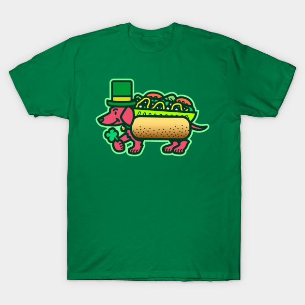 Chicago-Style Shamrock Dog T-Shirt by DangerHuskie